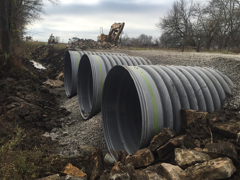 A picture of a culvert being installed